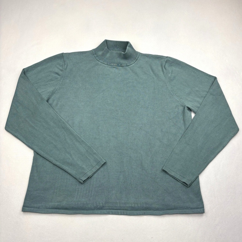 Pendleton Womens Large Silk Blend Mock Neck Sweater Green Knit Pullover TC370